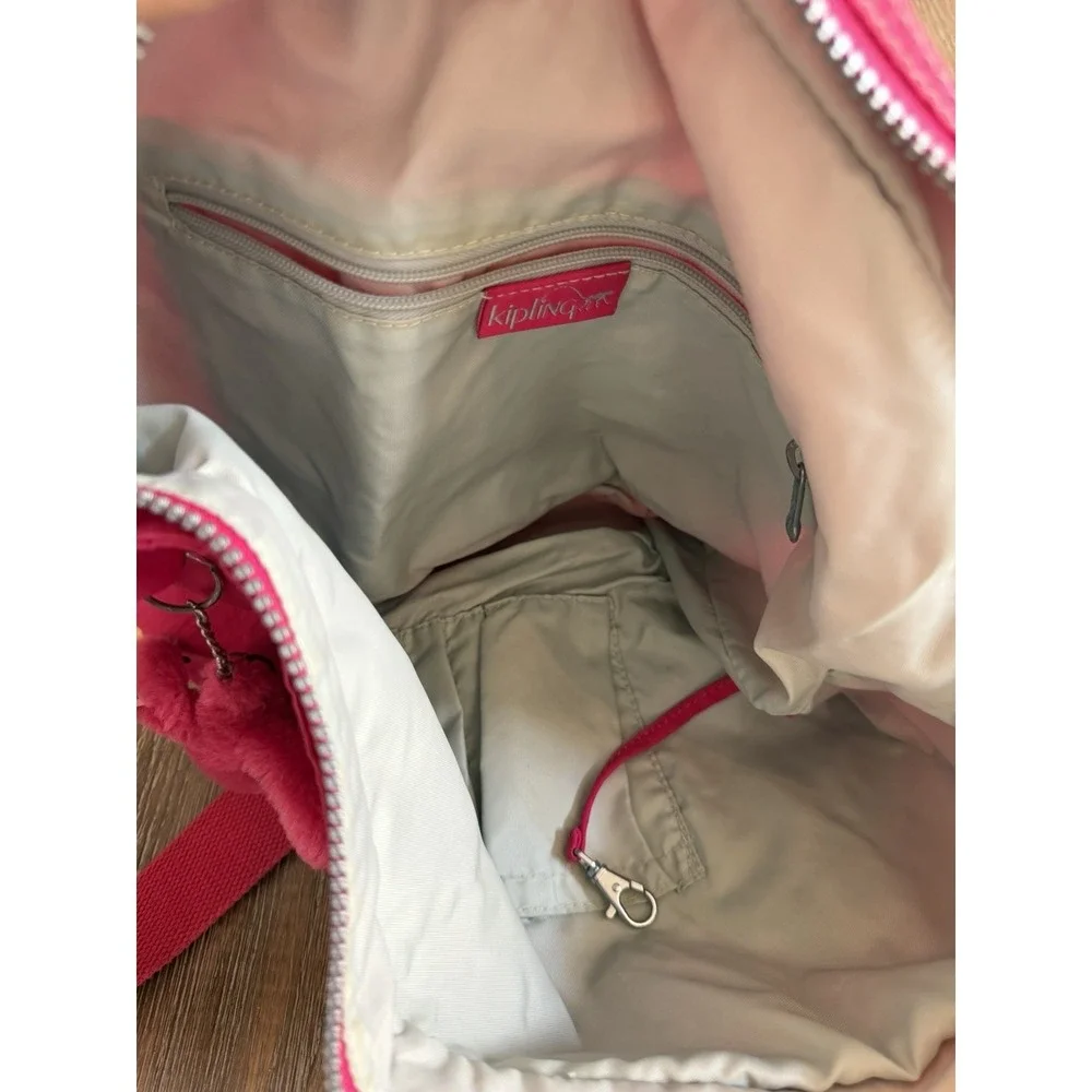Kipling Farrah Hot Pink Large Shoulder/Crossbody Hobo Bag Lightweight Travel EUC